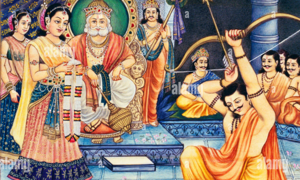 Draupadi's swayamvara:The challenge set forth by King Drupada for Draupadi's swayamvara