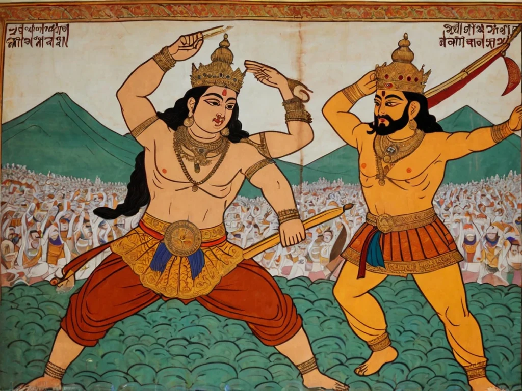 Bhima, in his disguise as Vallabha, lured Kichaka into a trap and killed him in a brutal fight.